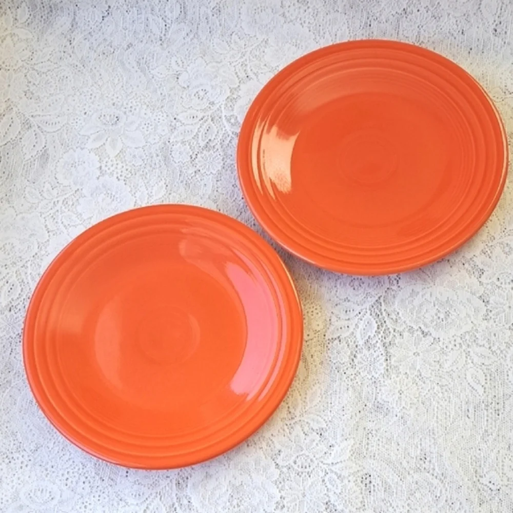 Homer Laughlin Fiestaware Poppy Orange Luncheon Salad Plate (2) 9